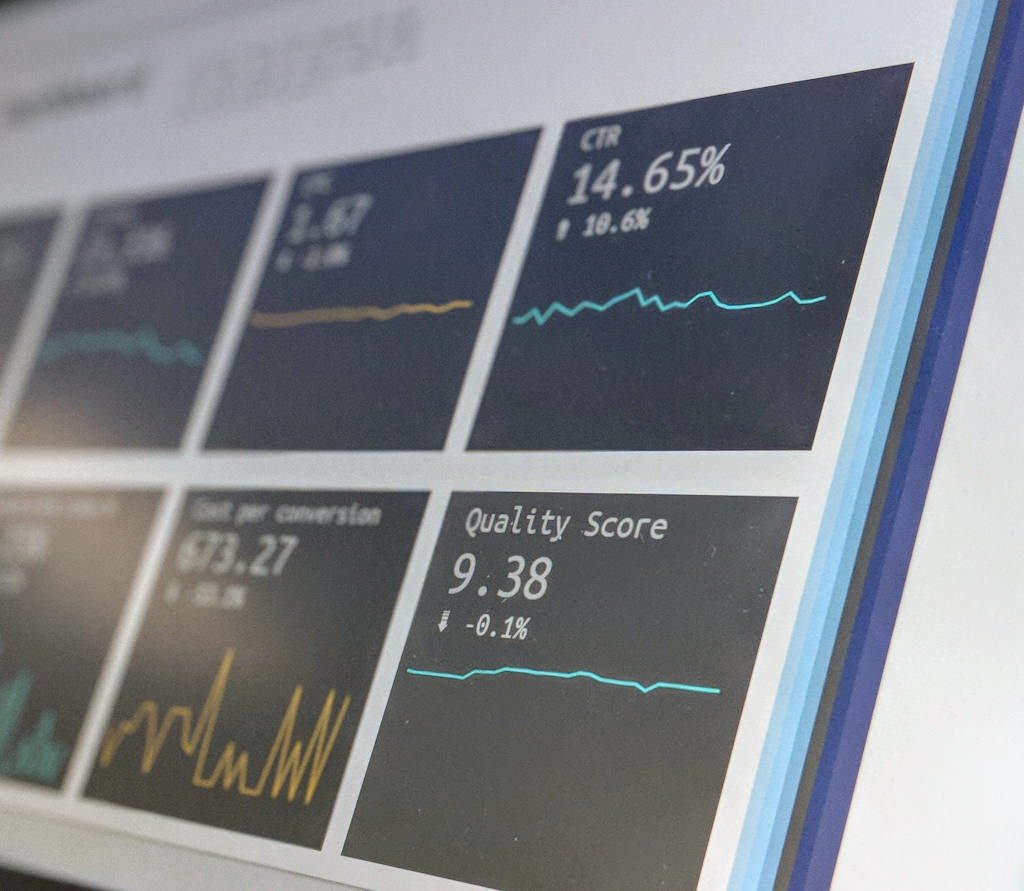 Screen showing data analytics tiles